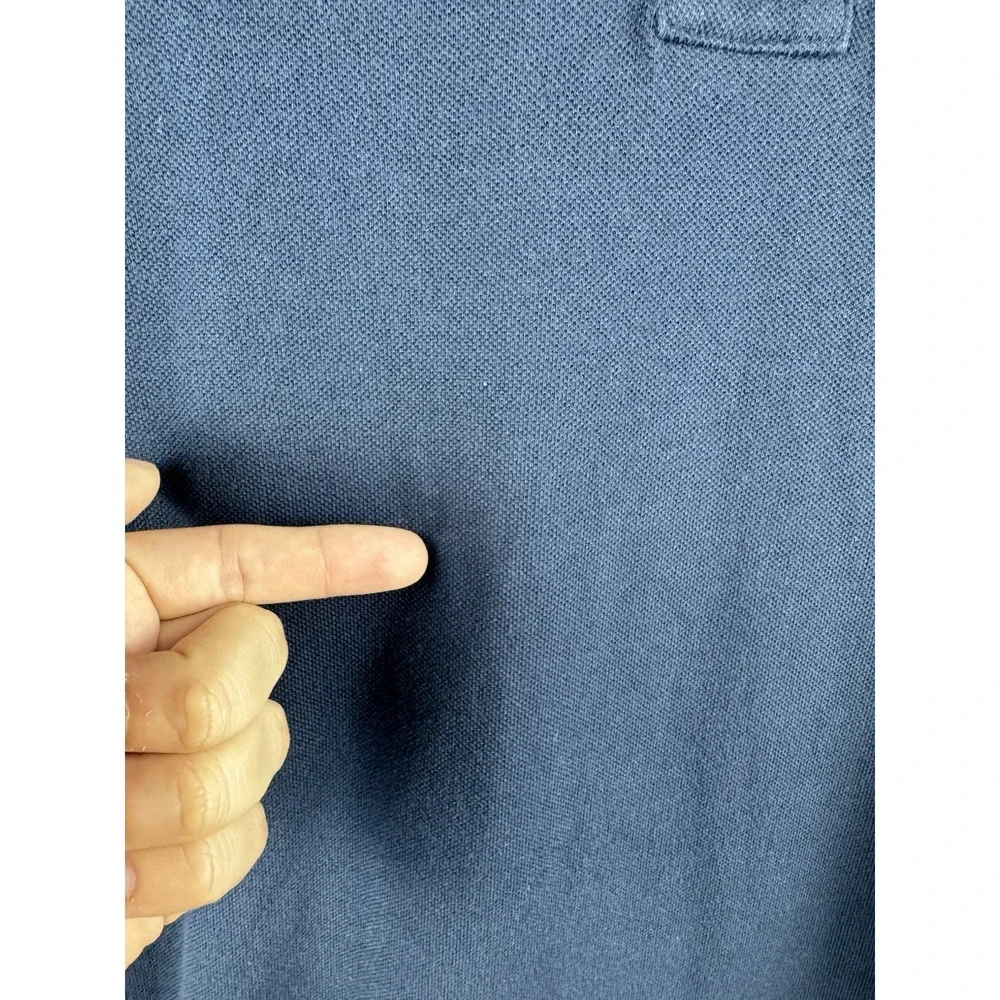 Polo Ralph Lauren Zip Snap Collar Polo Club Shirt Blue Mens Large Tall‎ Cotton